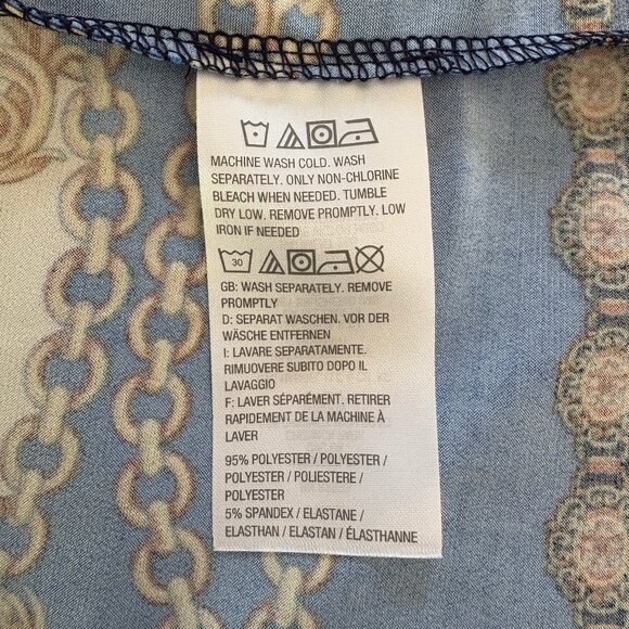 SUSAN GRAVER Baroque Print Liquid Knit Ruched Turtleneck Top - Picture 5 of 5